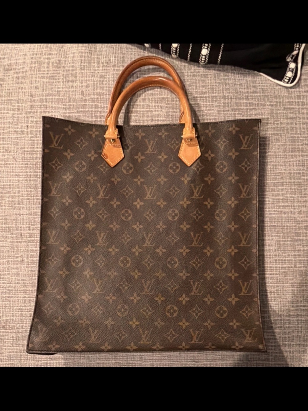 Louis Vuitton Brown Monogram Tote Bag with Leather Handles